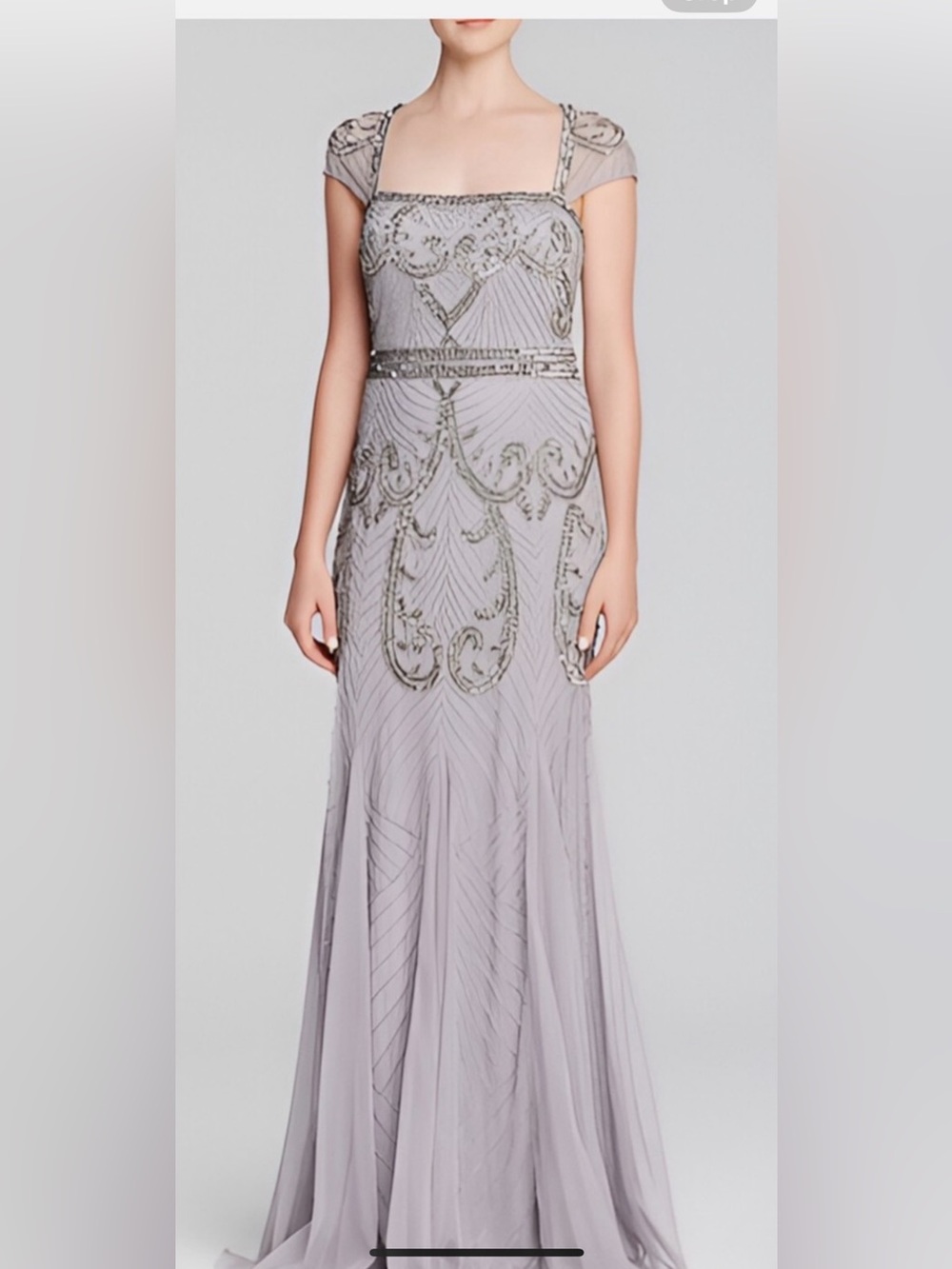 Adrianna Papell 👗Cap-Sleeve Beaded Gown